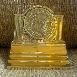 Virginia Metalcrafters Solid Polished. Brass North Carolina Seal Bookends